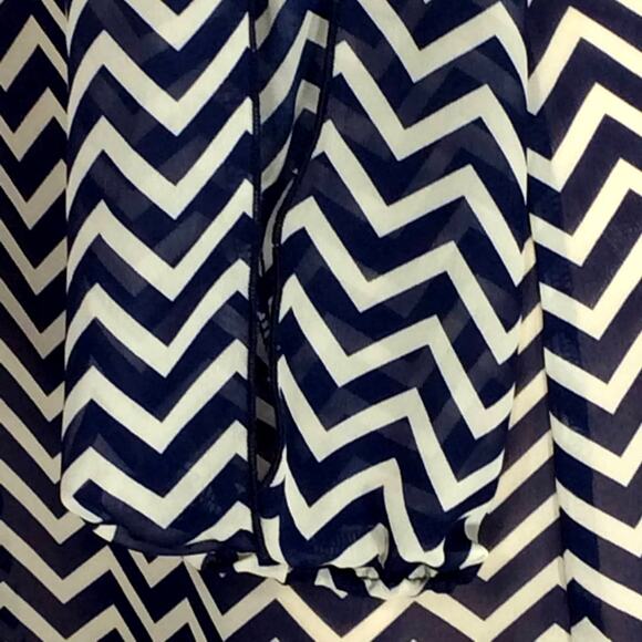 Speechless Shift Dress Large Blue Chevron Tunic Long Sleeve Overlay V Neck - Picture 13 of 14